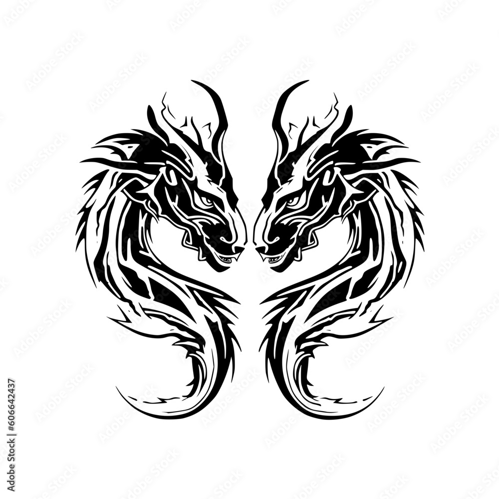 Dragons vector illustration isolated on transparent background Stock