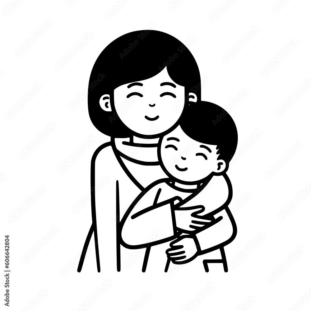 Mother and son vector illustration isolated on transparent background Mother and son vector illustration isolated on transparent background