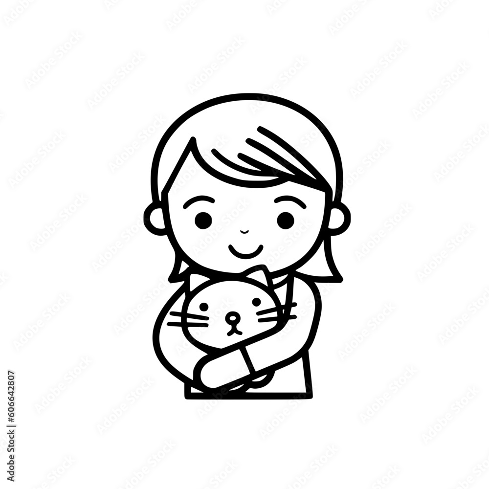 Girl holding cat vector illustration isolated on transparent background Girl holding cat vector illustration isolated on transparent background