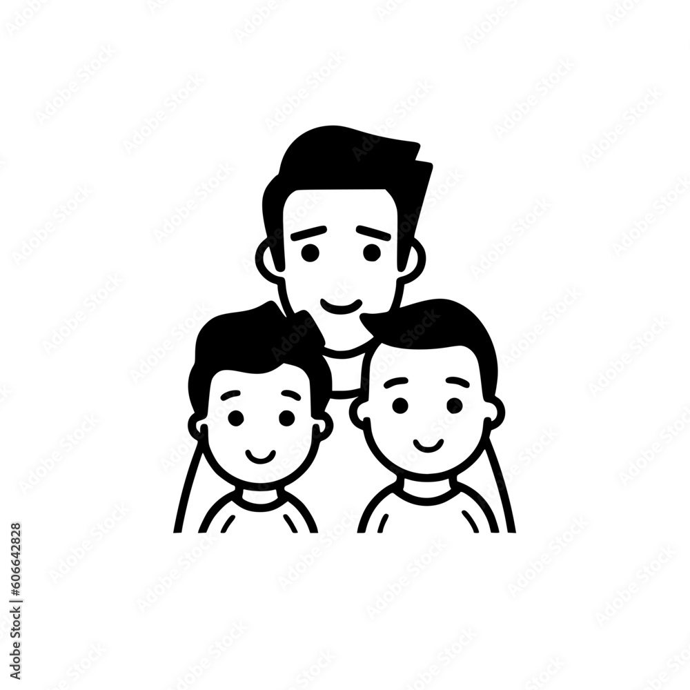 Father and two sons vector illustration isolated on transparent background Father and two sons vector illustration isolated on transparent background