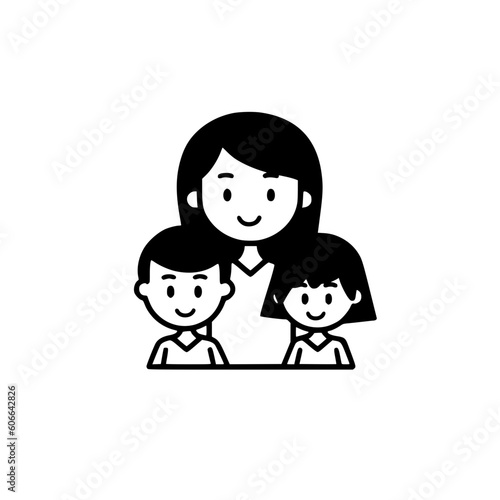 Mother with two kids vector illustration isolated on transparent background