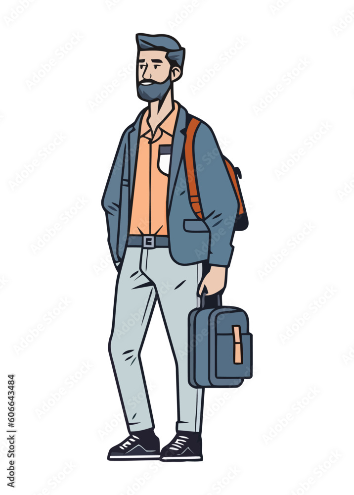 standing businessman with bag
