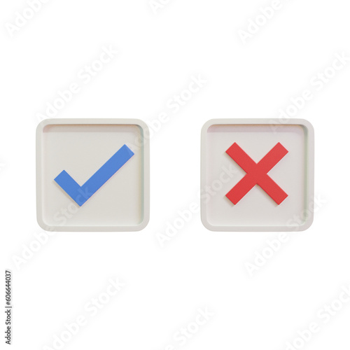 Icon 3D Rendering yes and no buttons .
