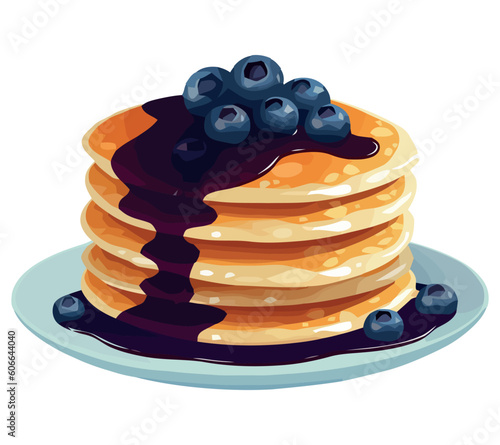 A stack of homemade pancakes with blueberries