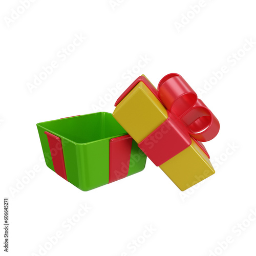 Icon 3D rendering. open gift box isolated on white background