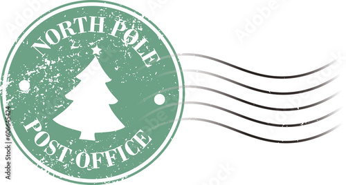 Digital png photo of green north pole post office santa claus stamp on transparent background