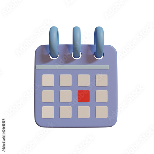 Icon 3D Rendering calendar with a date