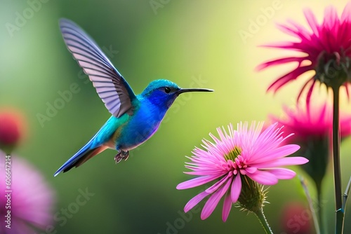 hummingbird and flower © SAJAWAL JUTT