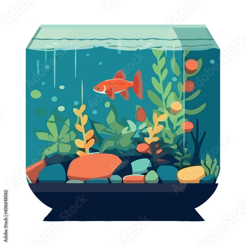 Cute fish swimming in fishbowl