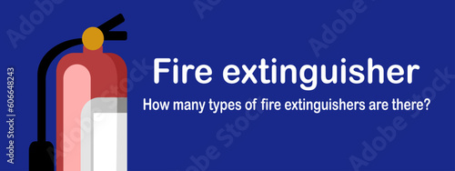 Fire extinguisher banner. Flat illustration of fire extinguisher banner for web design.