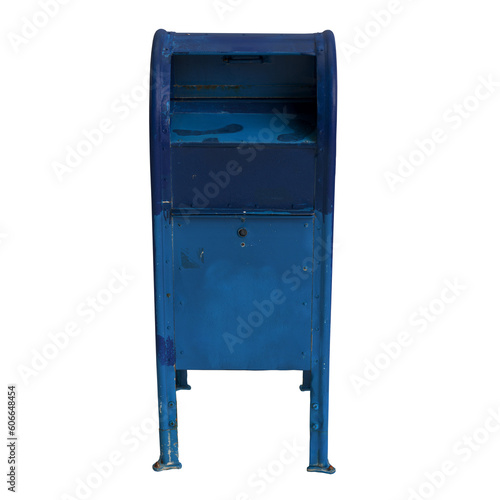 3d illustration of blue public mailbox isolated on transparent background