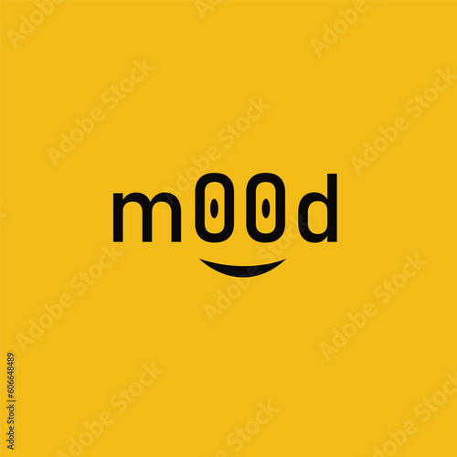 Mood letter with logo design illustration. Mood logo design inspiration. Mood negative space logo. Mood logo template