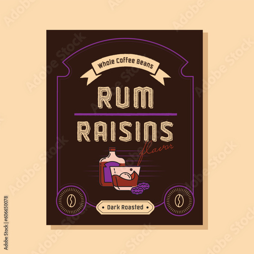 rum raisins flavor coffee label