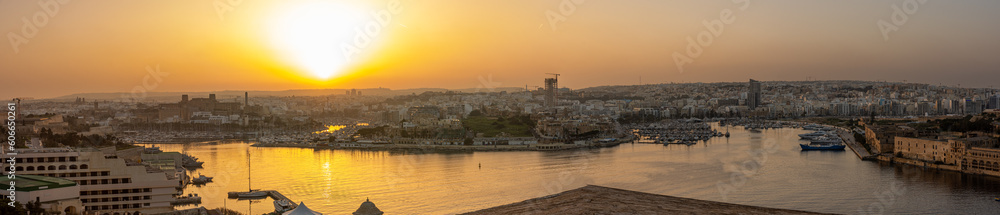Yacht marinas in Valletta, Malta at sunset (view from Hastings Garden) Yacht marinas in Valletta, Malta at sunset (view from Hastings Garden)