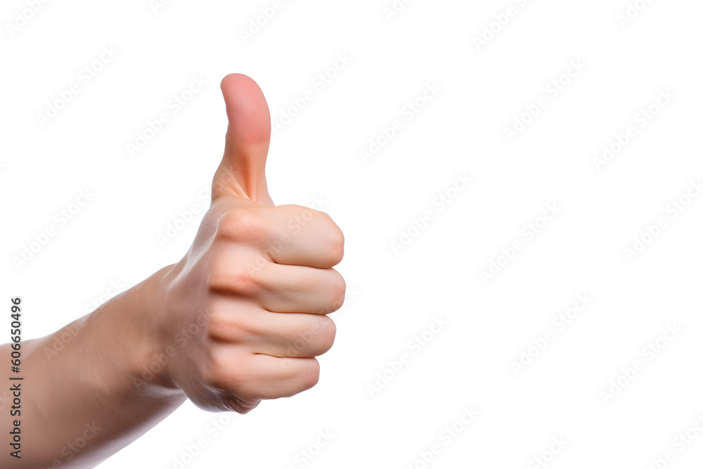 Thumbs up on a white background