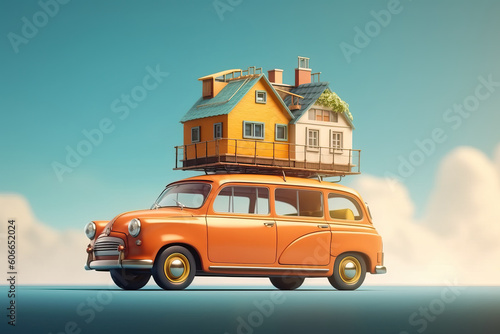 Moving house in retro yello...
