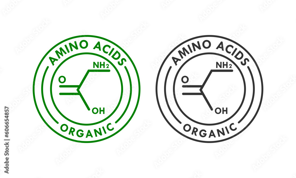 Amino acids organic badge template illustration Amino acids organic badge template illustration