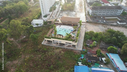 Aerial view of Water park in Sukhumvit Road in North Pattaya Naklua, Bang Lamung District, Chon Buri, Thailand photo