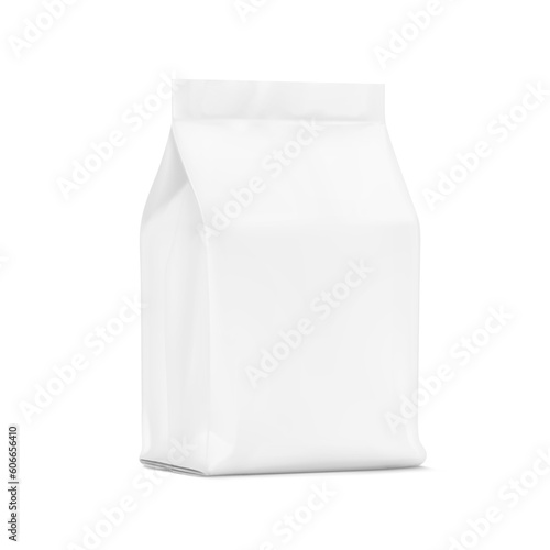 Realistic vertical bag mockup. Half side view. Vector illustration isolated on white background. Can be use for template your design, presentation, promo, ad. EPS10.
