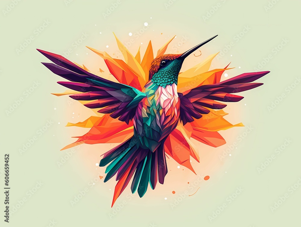 Obraz premium illustration of fiying hummingbird