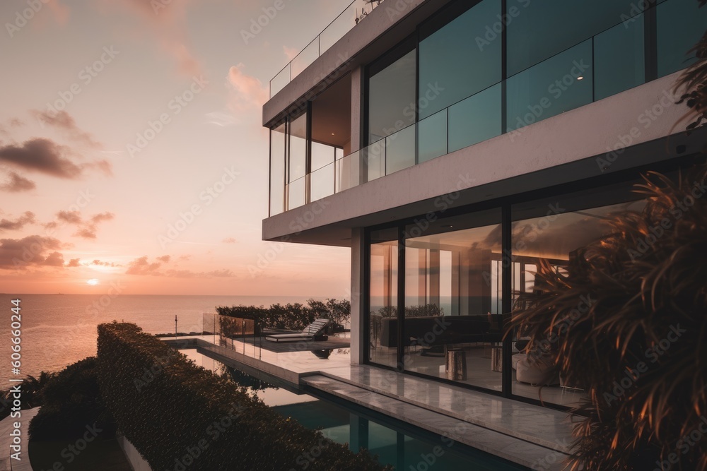 Ocean sunset view from balcony for travel concept AI Generated Ocean sunset view from balcony for travel concept AI Generated