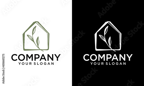 Print op canvas Green house vector logo template