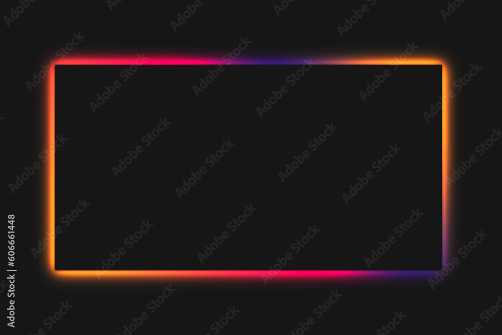 Neon rectangular frame for lettering or presentation on a dark background Neon rectangular frame for lettering or presentation on a dark background
