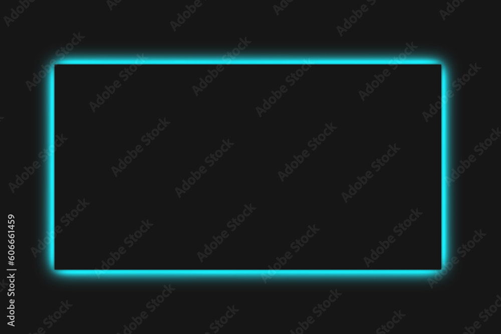 Neon rectangular frame for lettering or presentation on a dark background Neon rectangular frame for lettering or presentation on a dark background