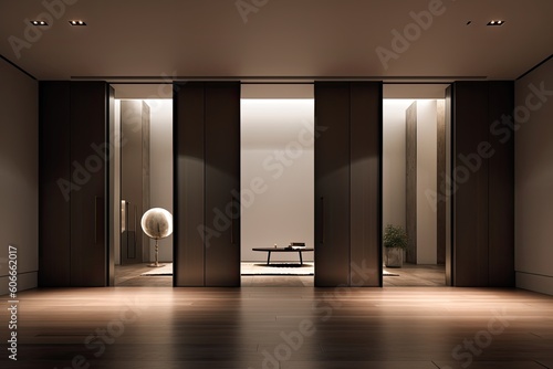 Italian-style interior focuses on the doors hand in hand with the spacious space. Generative AI Technology 