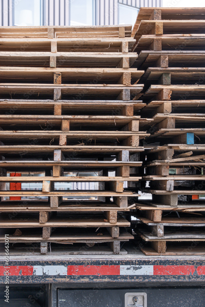 old recycled wood pallets for shipping products