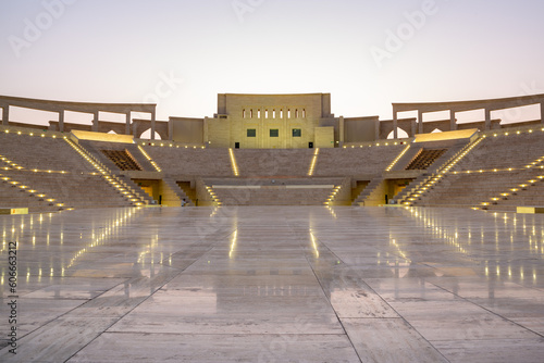 Exterior of the Amphitheater in the Katara cultural village during the early morning. photo