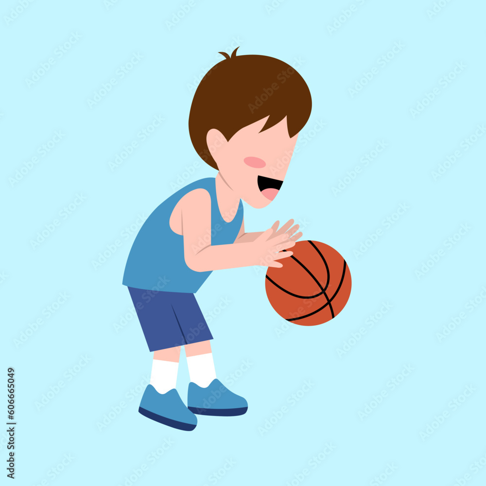 Little Boy Playing Basketball