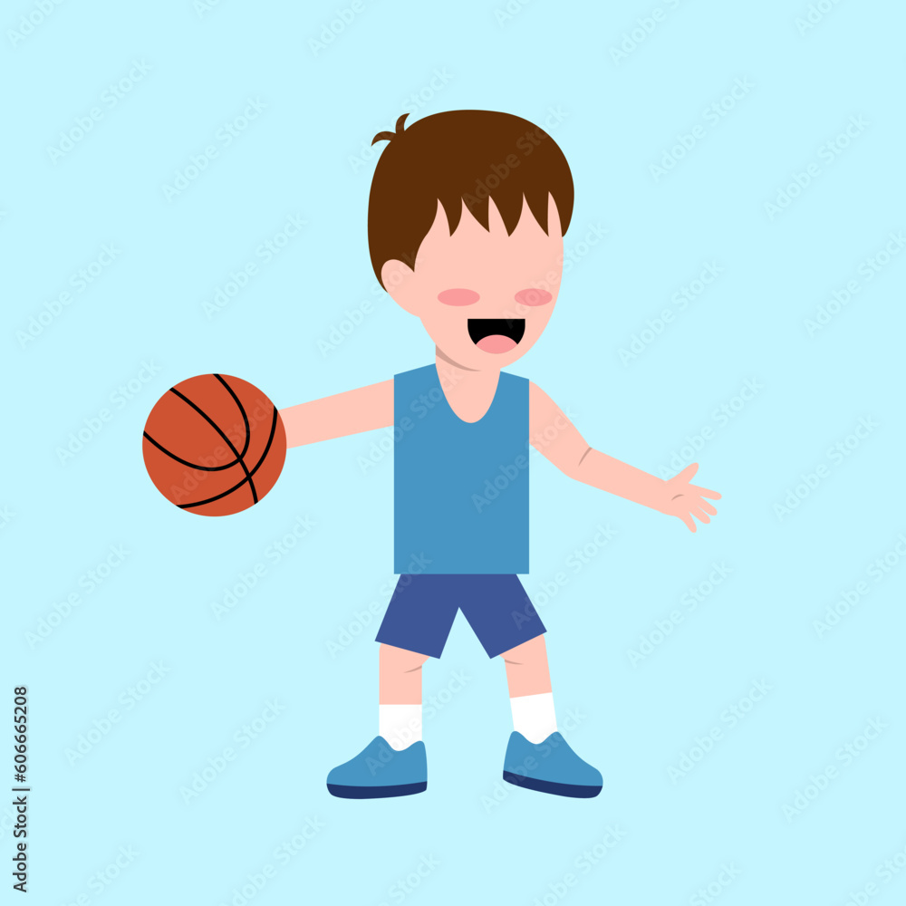 Little Boy Playing Basketball