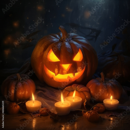 Pumpkin lantern. halloween. Generative AI