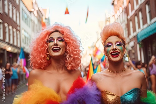 couple on the street celebrating pride month, LGBTQ+,  2SLGBTQIA+