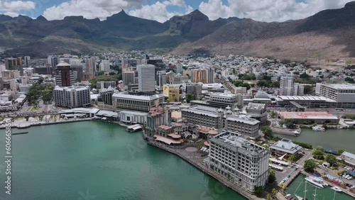 Panorama Of Port Louis From The Water Side, Mauritius, Aerial View