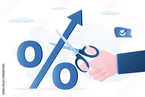 Stop Inflation, concept. High interest rate on loans. Economic crisis, central bank raised interest rate to curb soaring inflation.