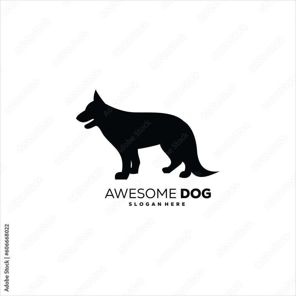 silhouette dog design logo illustration