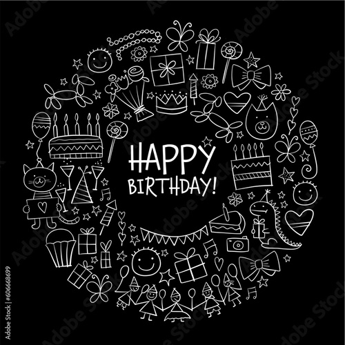 Birthday card design. Greeting card template. Holiday background. Anniversary...