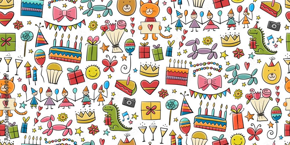 Birthday party. Holiday background. Seamless pattern for your design. Birthday party. Holiday background. Seamless pattern for your design.
