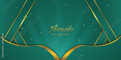 Luxury green background combine with glowing golden lines.
