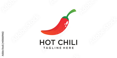 chili logo design simple concept Premium Vector