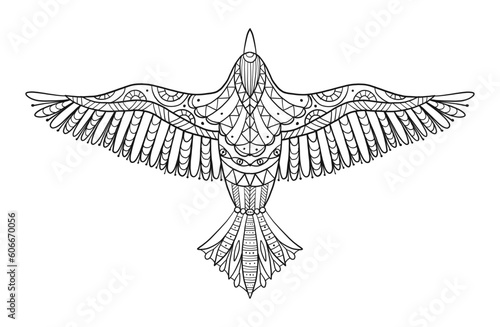 Eagle, hawk, falcon emblem with spread wings, heraldic symbol, bird, predator...