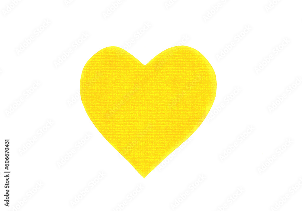 Yellow heart from fabric, png