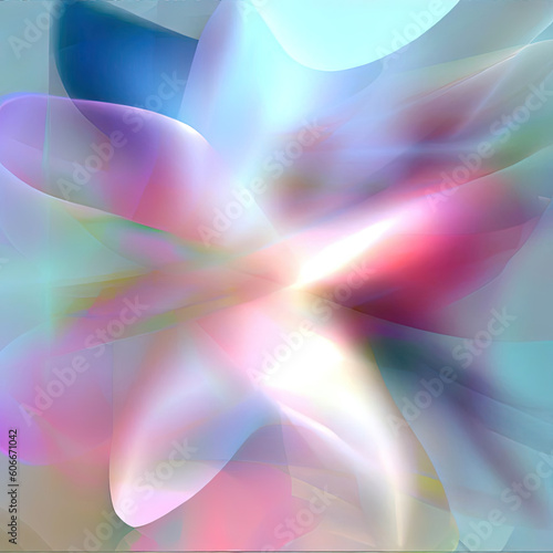 The abstract background illustration contains colored transparency floral appearance with Generative AI.