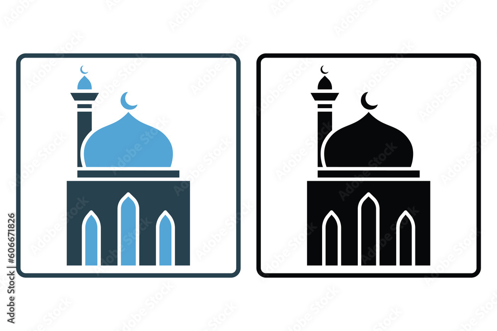 Mosque icon. Icon related to Islamic mosque. Solid icon style design. Simple vector design editable. EPS 10 and SVG files Mosque icon. Icon related to Islamic mosque. Solid icon style design. Simple vector design editable. EPS 10 and SVG files