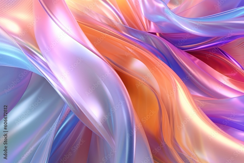 Fototapeta premium abstract background with wavy futuristic holographic fabric surface, ai generated image