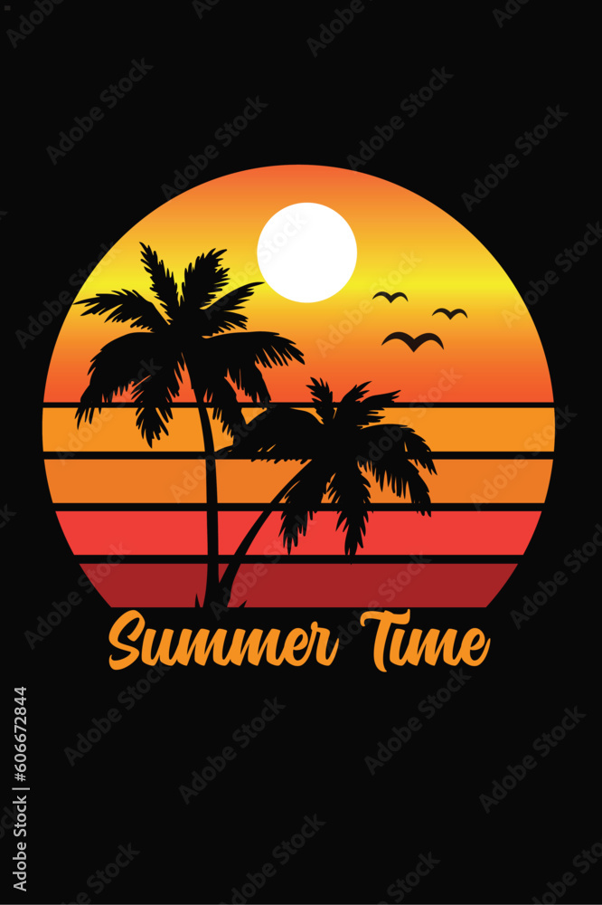 Summer and Surfing T-shirt Design.
