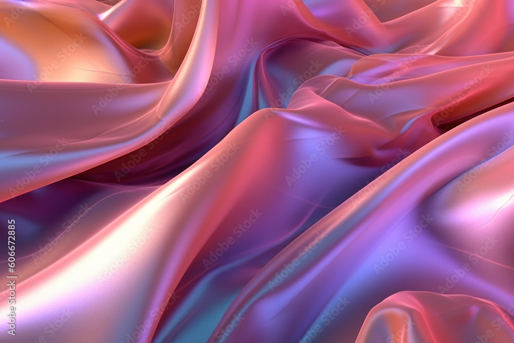 abstract background with wavy futuristic holographic fabric surface, ai ...