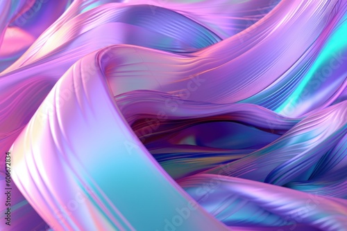 abstract background with wavy futuristic holographic fabric surface, ai generated image